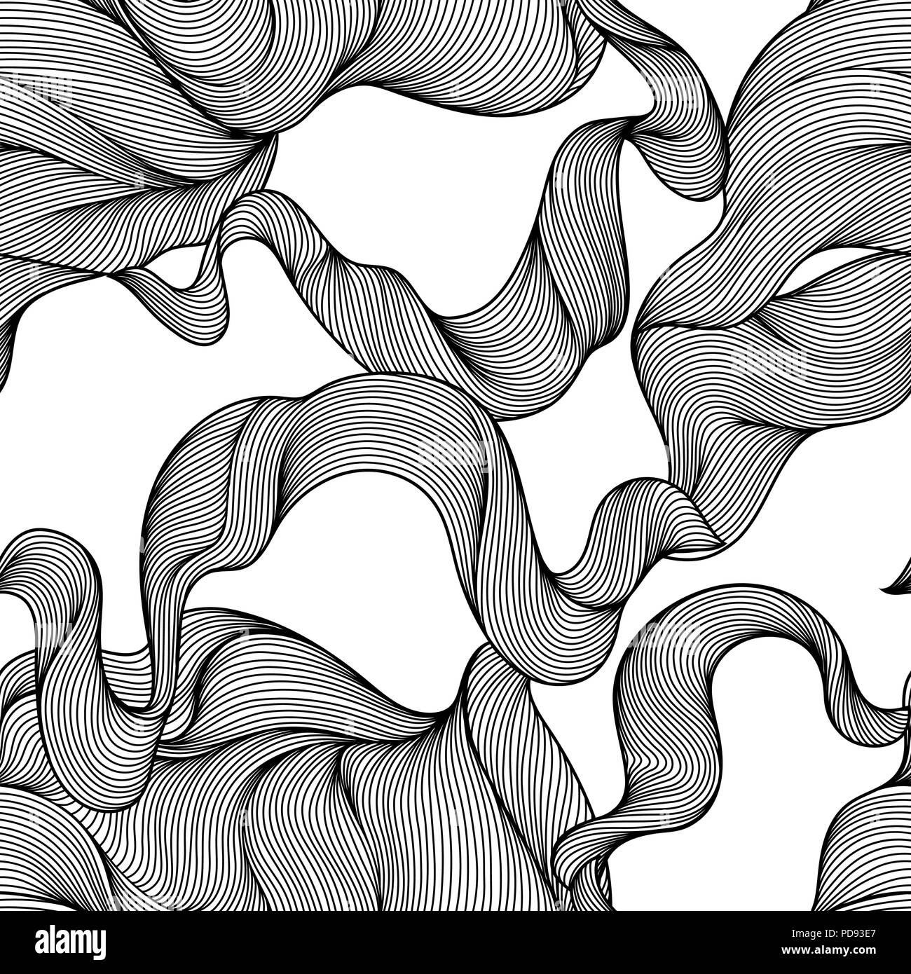 Nahtlose wave Haar Linienmuster. Stock Vektor