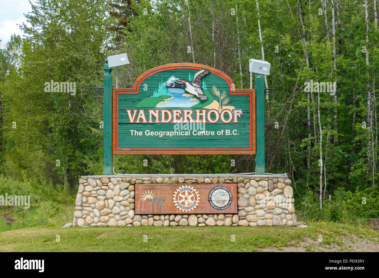 Vanderhoof Kanada Ca 2018 Willkommen Bei Vanderhoof Zeichen Stockfotografie Alamy 0312