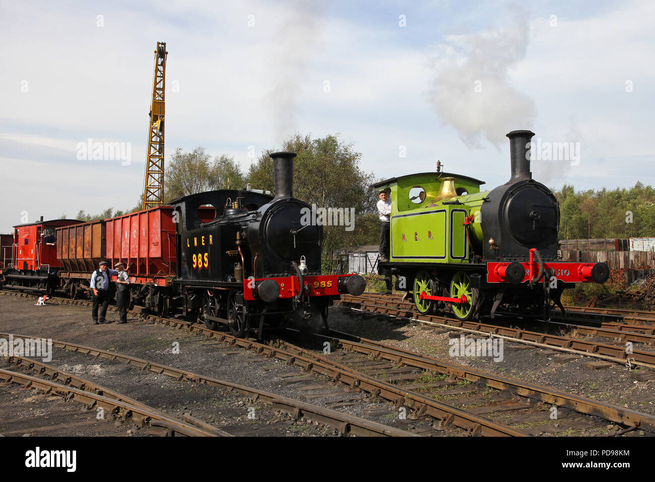 Y7 985 & 1310 bei Marley Hügel auf der Tanfield Railway. Stockfoto