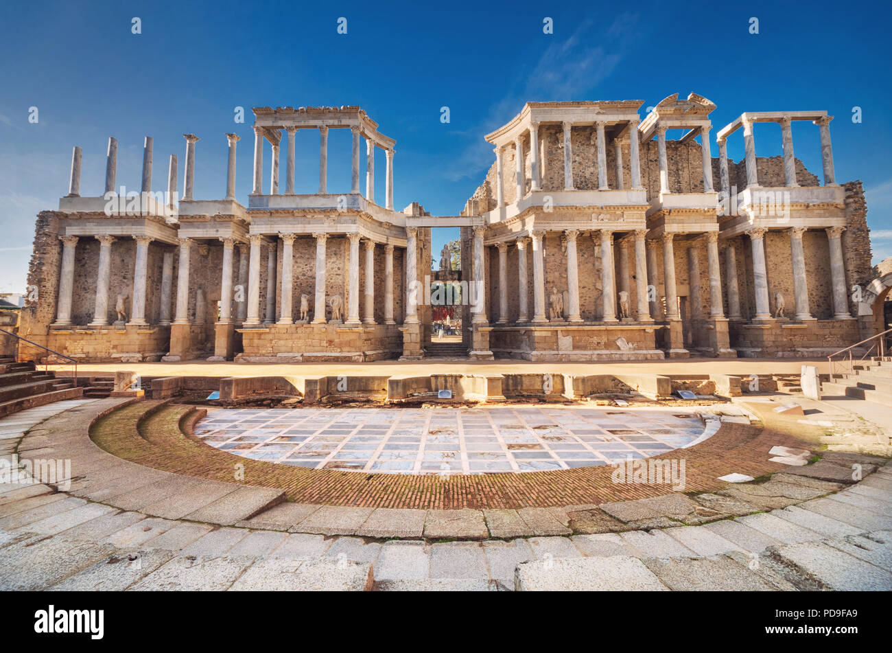 Merida römische Theater, Mérida, Extremadura, Spanien. Stockfoto