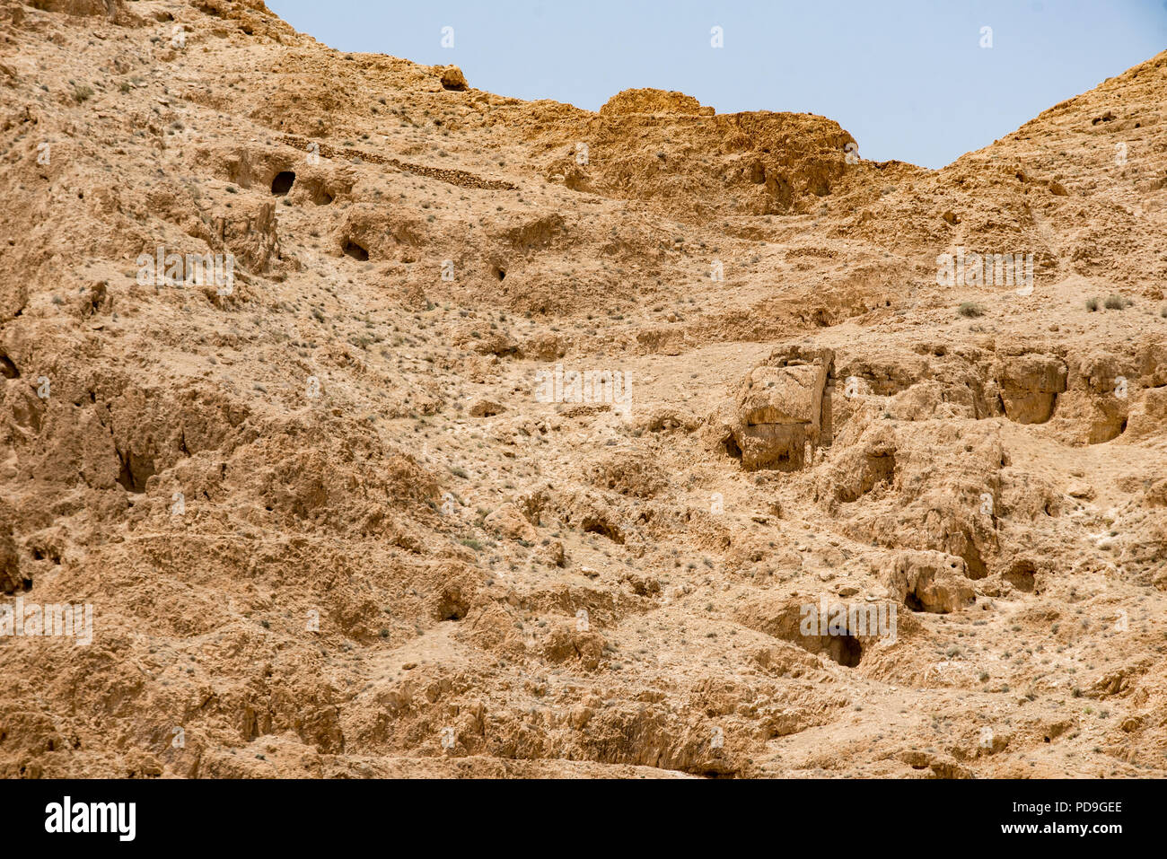 Detail der Höhlen auf der Palästinensischen Berg der Versuchung, wo Jesus die tempratations Satans nach dem Fasten 40 Tage im d widerstanden Stockfoto