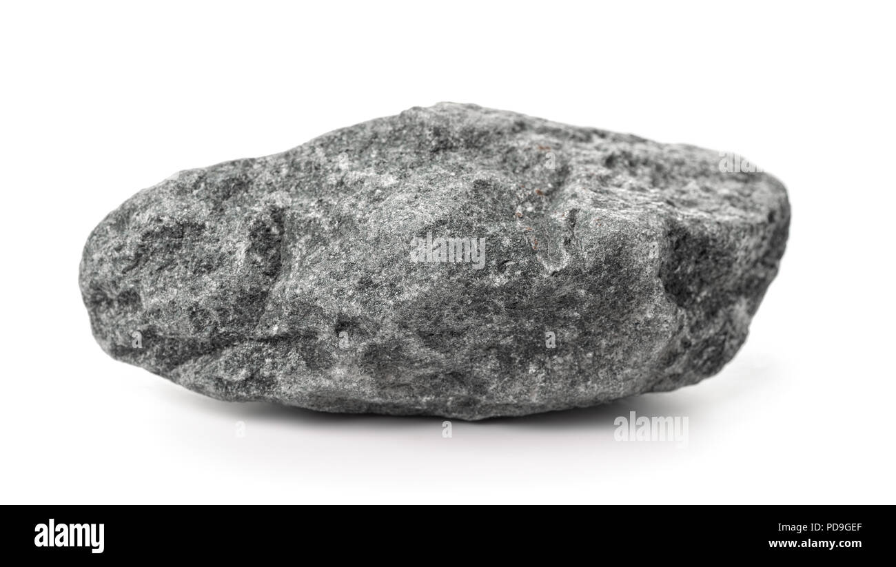 Einzelne Granitsteine Boulder isoliert auf weißem Stockfoto
