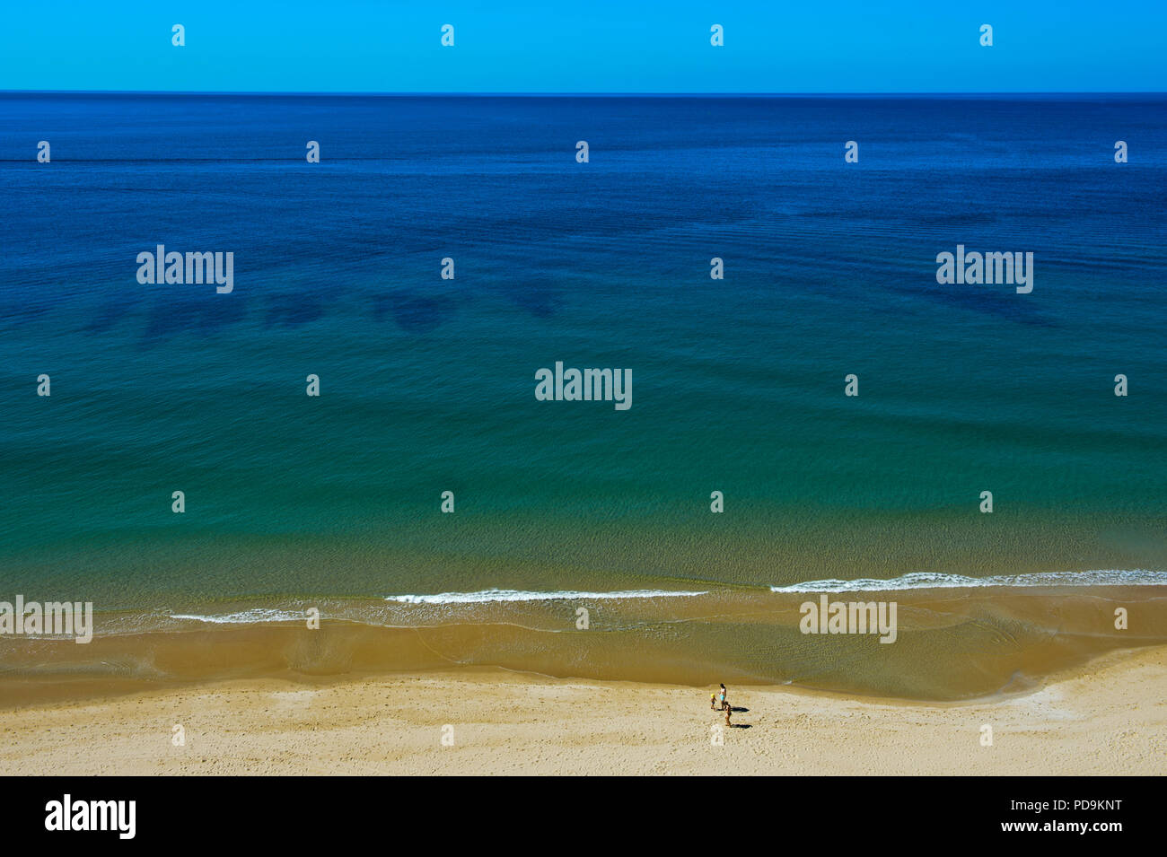 Leere Sandstrand an der Küste der Algarve in der Nähe von Praia da Luz, Algarve, Portugal Stockfoto