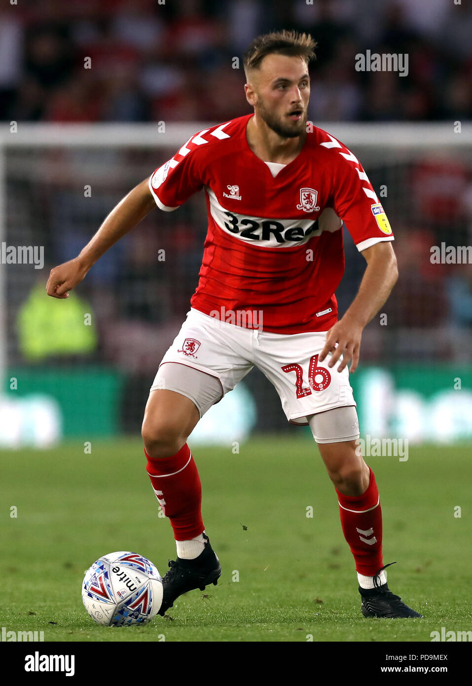 Middlesbrough ist Lewis Flügel während des Sky Bet Championship Match im Riverside Stadium, Middlesbrough. PRESS ASSOCIATION Foto. Bild Datum: Dienstag, 7. August 2018. Siehe PA-Geschichte Fußball Middlesbrough. Photo Credit: Owen Humphreys/PA-Kabel. Einschränkungen: EDITORIAL NUR VERWENDEN Keine Verwendung mit nicht autorisierten Audio-, Video-, Daten-, Spielpläne, Verein/liga Logos oder "live" Dienstleistungen. On-line-in-Verwendung auf 75 Bilder beschränkt, kein Video-Emulation. Keine Verwendung in Wetten, Spiele oder einzelne Verein/Liga/player Publikationen. Stockfoto