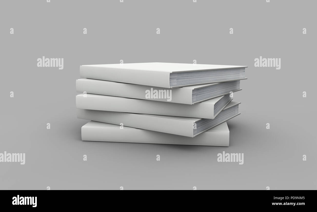 Einbanddecke mockup. White Book auf grauem Hintergrund. 3D-Rendering Stockfoto