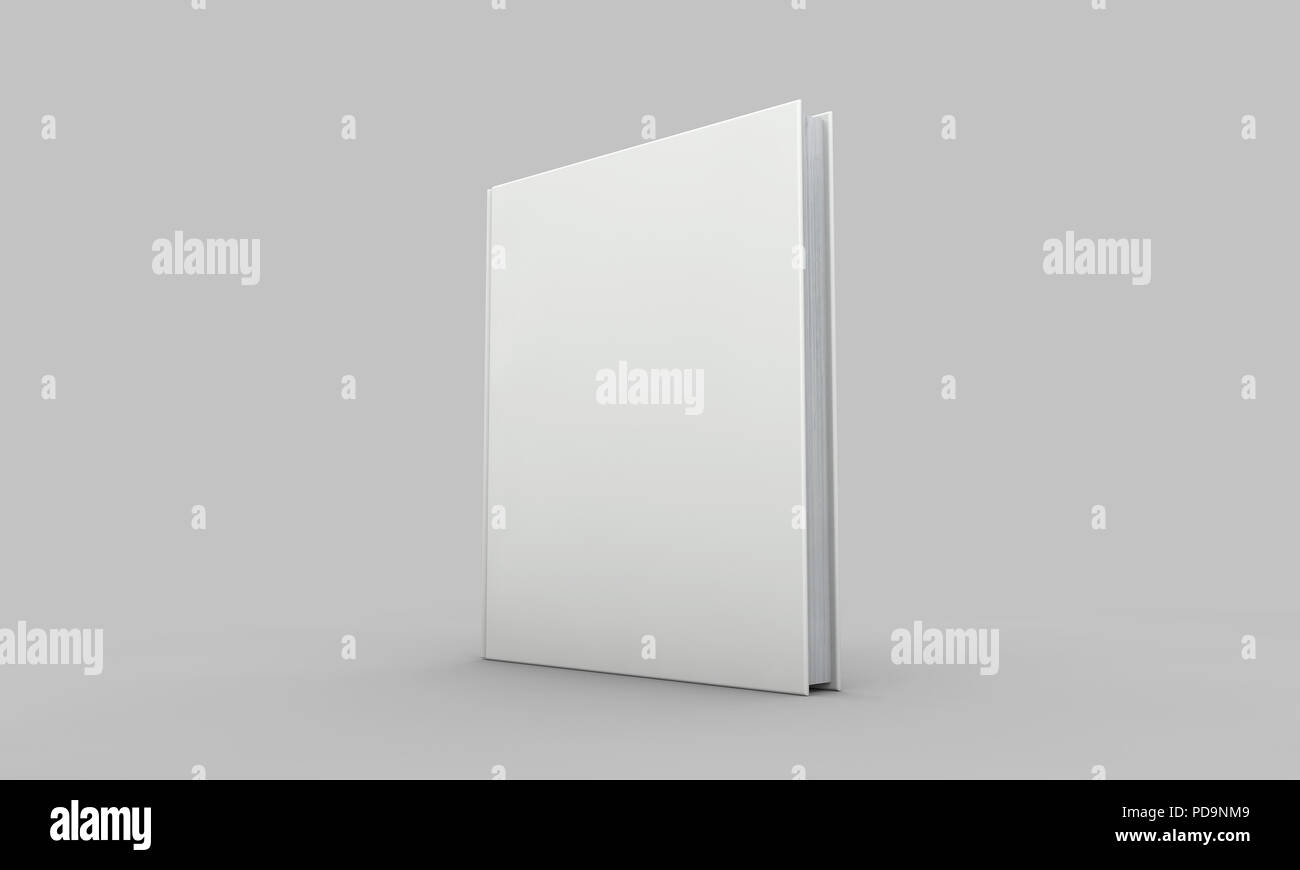 Einbanddecke mockup. White Book auf grauem Hintergrund. 3D-Rendering Stockfoto