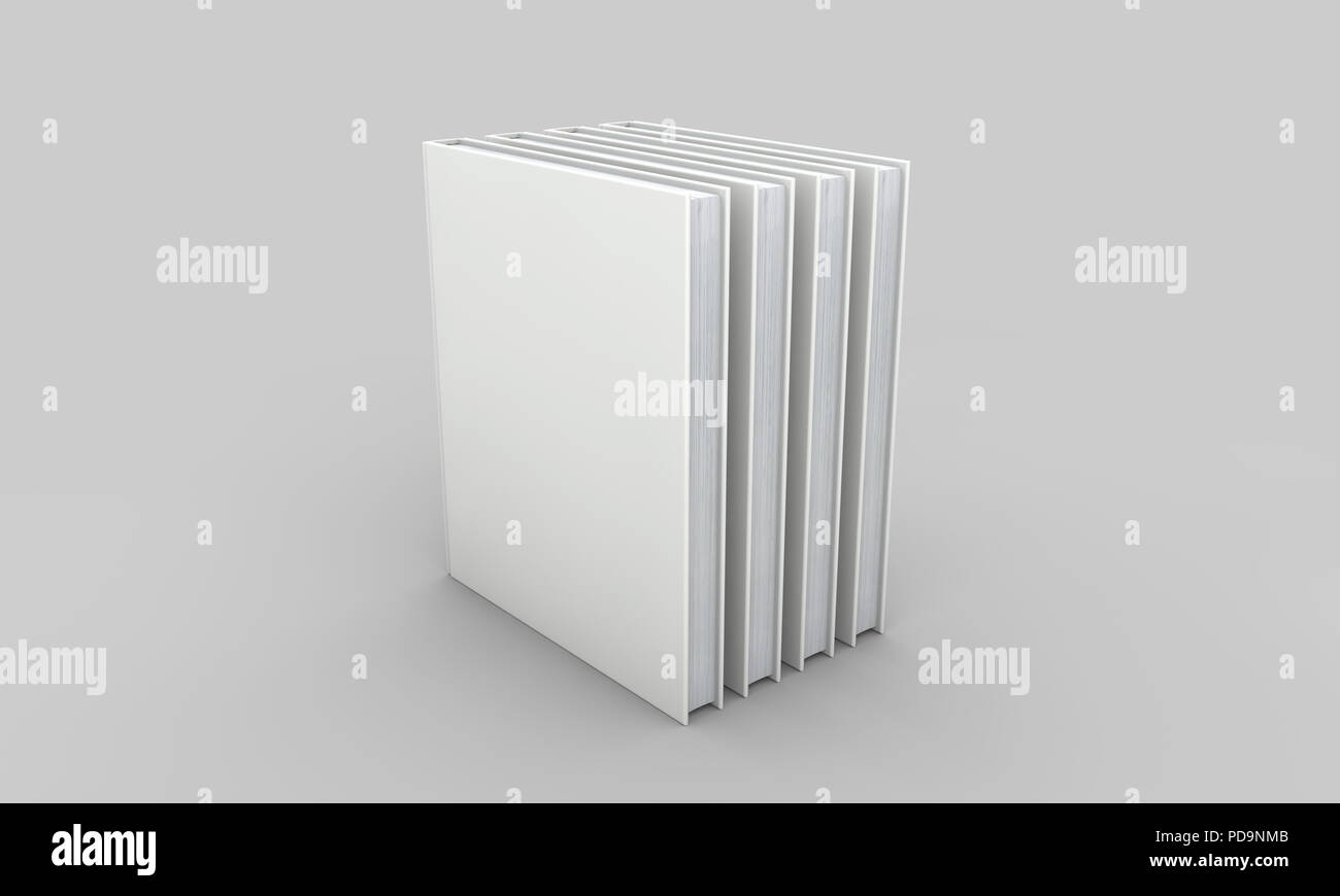 Einbanddecke mockup. White Book auf grauem Hintergrund. 3D-Rendering Stockfoto
