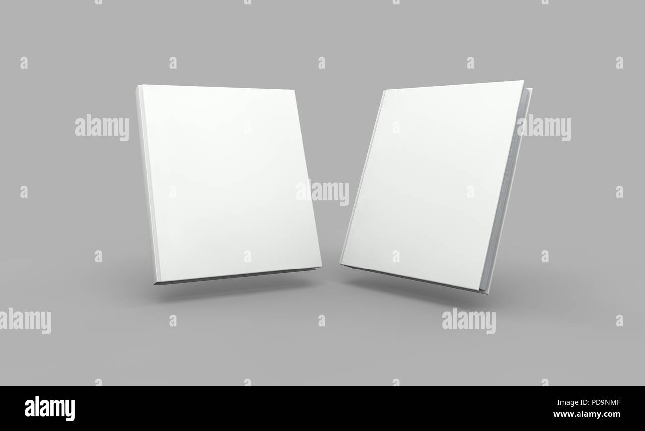 Einbanddecke mockup. White Book auf grauem Hintergrund. 3D-Rendering Stockfoto