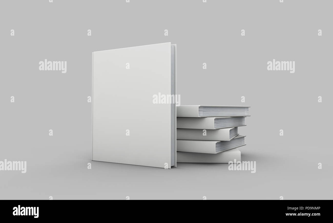Einbanddecke mockup. White Book auf grauem Hintergrund. 3D-Rendering Stockfoto