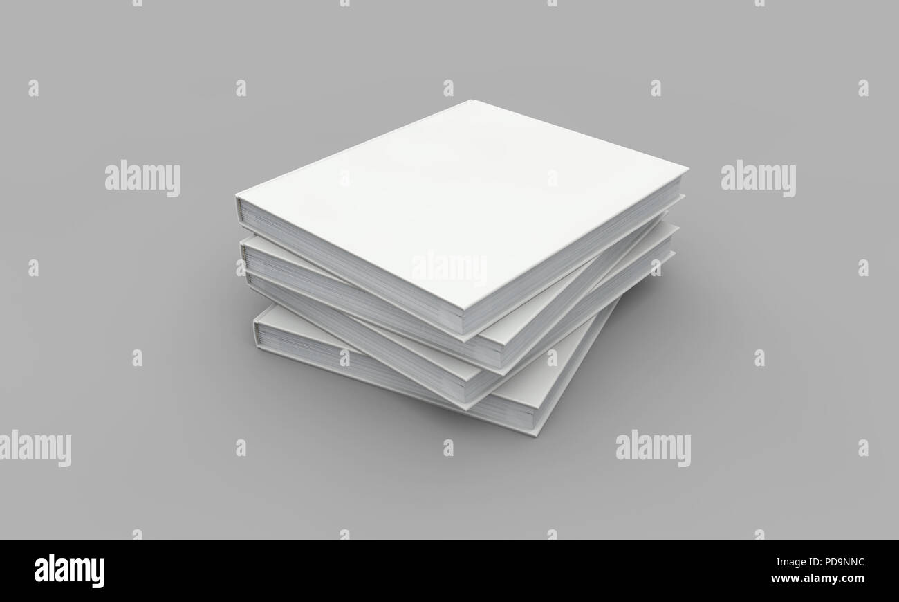 Einbanddecke mockup. White Book auf grauem Hintergrund. 3D-Rendering Stockfoto