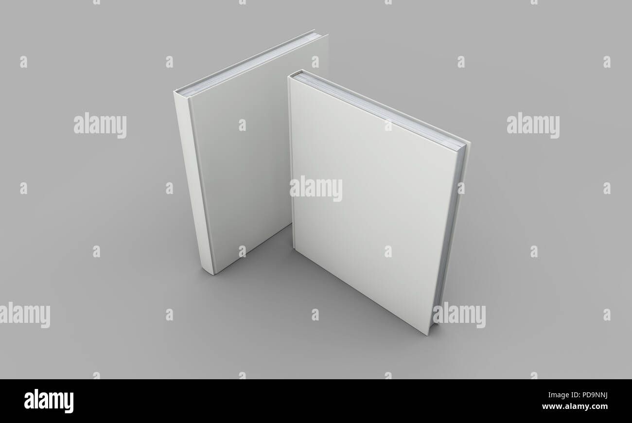 Einbanddecke mockup. White Book auf grauem Hintergrund. 3D-Rendering Stockfoto