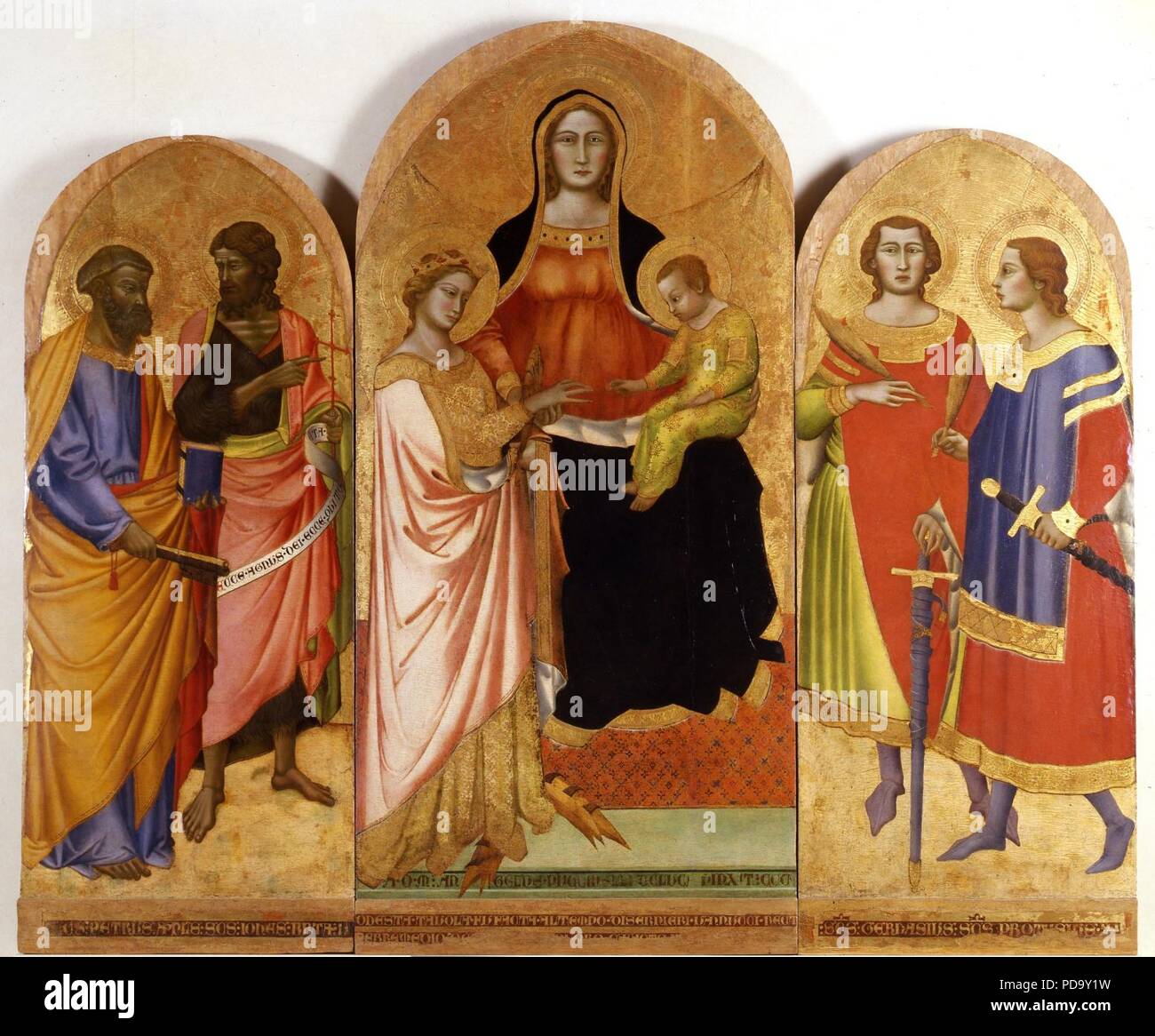 Angelo Puccinelli, Matrimonio Mistico di Santa Caterina d'Alessandria con Santi Pietro, Giovanni Battista, Gervasio e Protasio Villa Guinigi, Lucca. Stockfoto