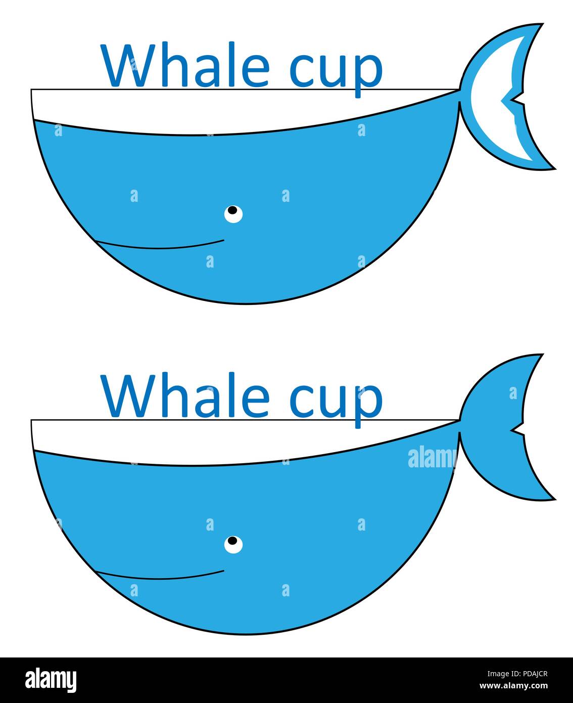 Freundliche Wal auf eine Tasse Wal-mug minimalistischen Logo Stock Vektor