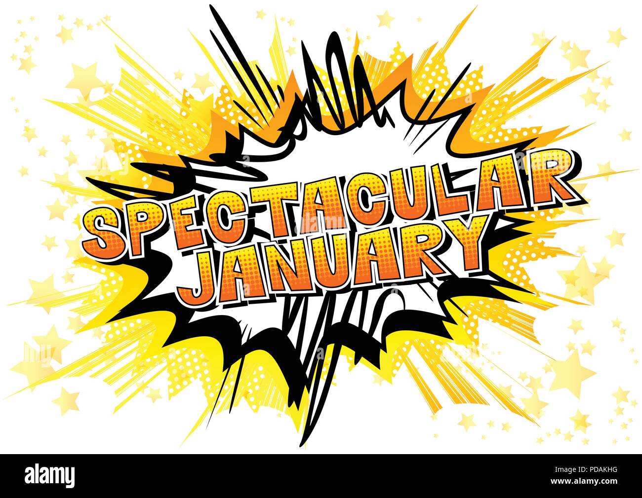 Spektakuläre Januar - Comic Stil Wort auf abstrakten Hintergrund. Stock Vektor