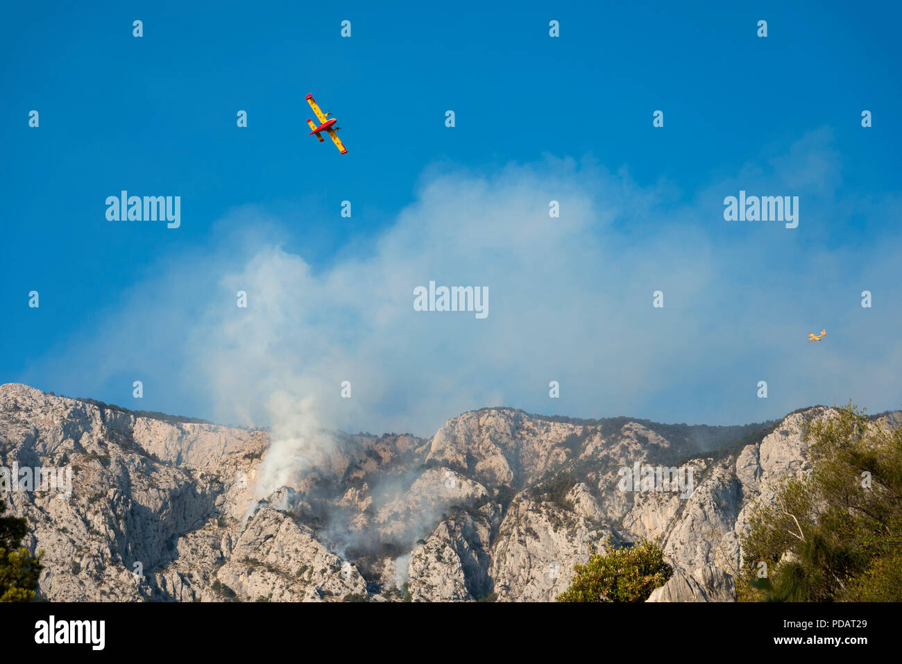 Die Brandbekämpfung Ebene auf Waldbrände, Dalmatien, Kroatien Stockfoto