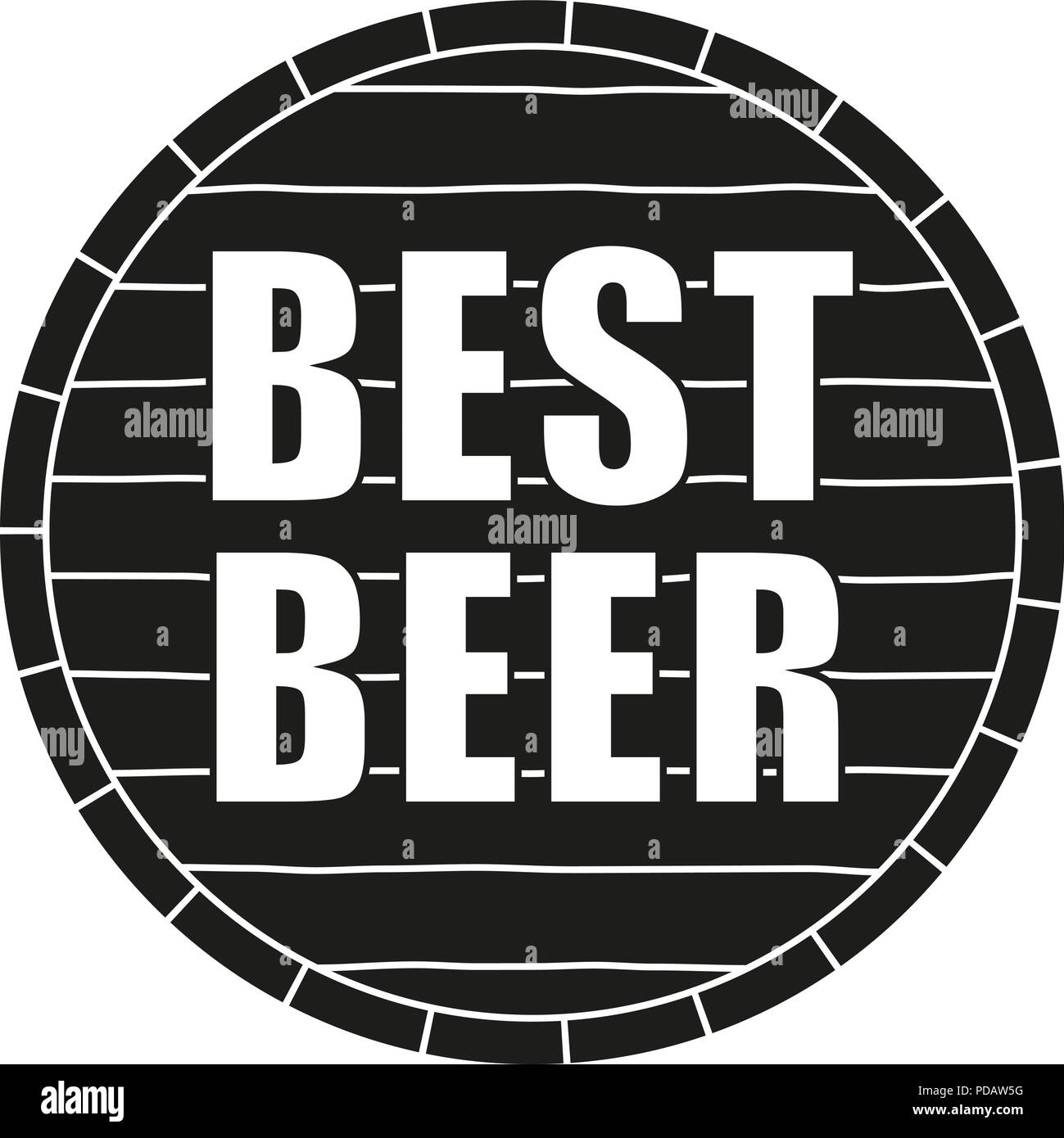 Schwarz und Weiß beste Bier text auf Fass Silhouette Stock Vektor