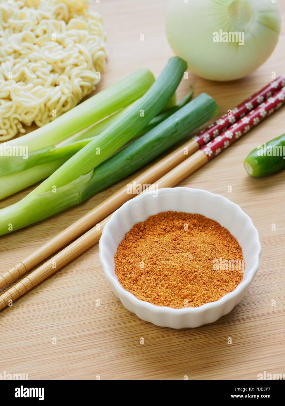 Instant ramen Pulver Suppe Stockfoto
