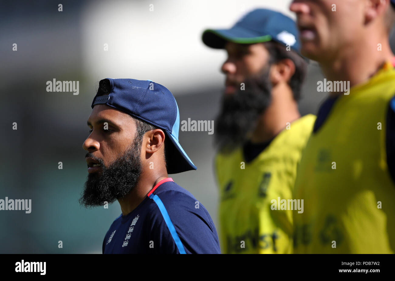 England's Adil Rashid während der Netze Sitzung auf Lord's, London. Stockfoto