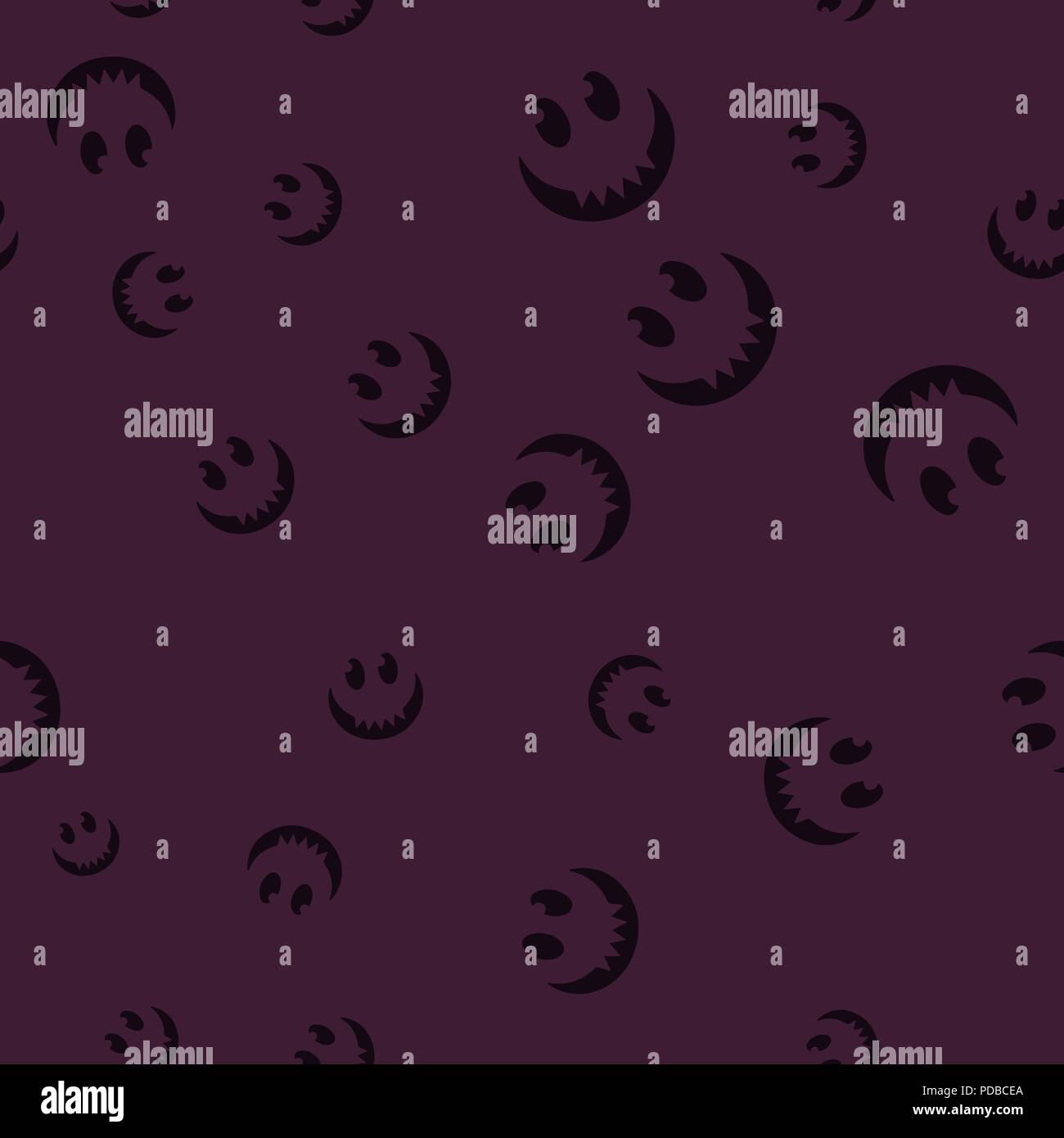 Lächeln Gesicht Halloween nahtlose Muster. Vector Illustration. Purple Background. All Saints Eve. Stock Vektor