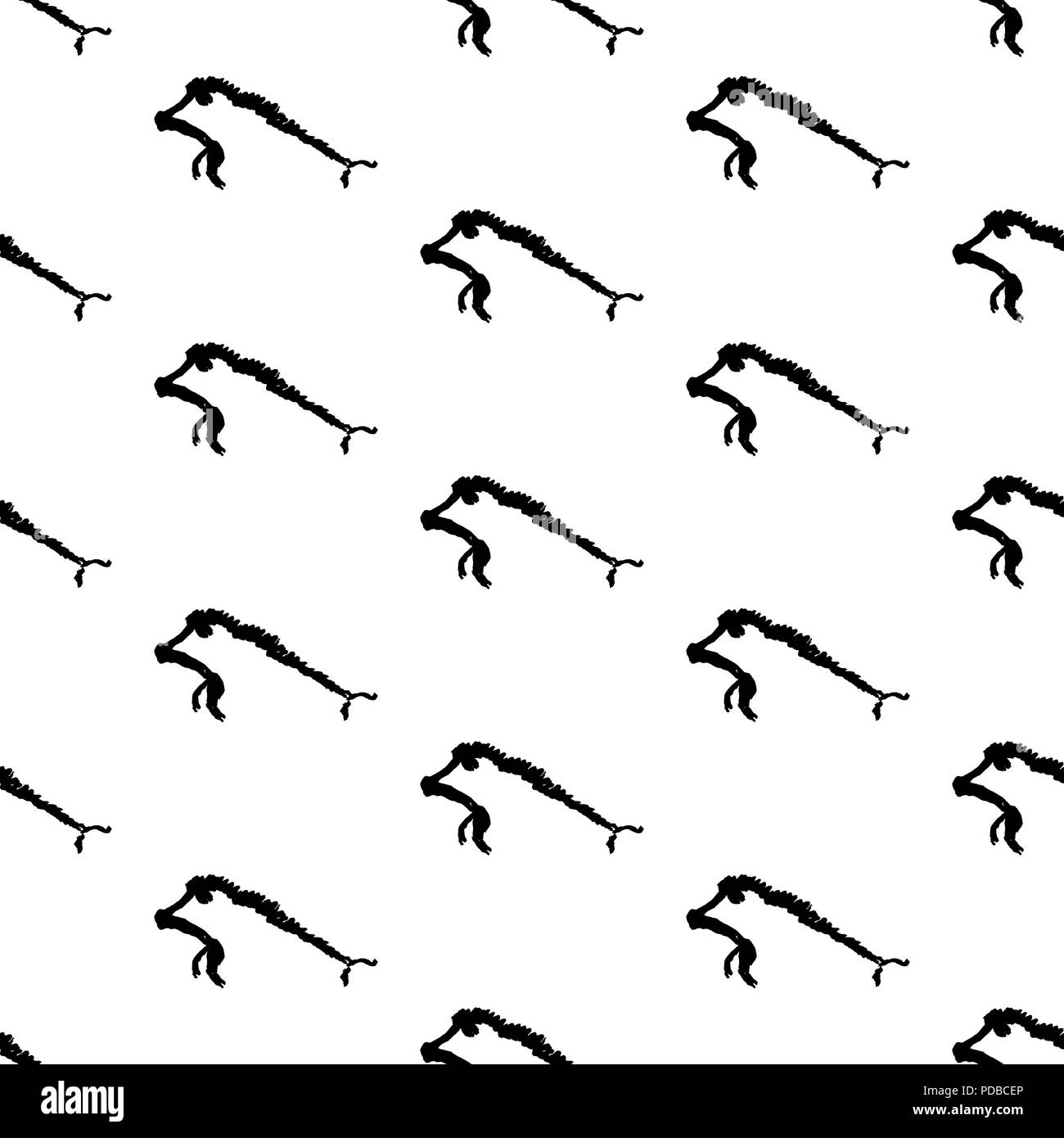 Nahtlose Muster mit dem Springen Wildschweine, Symbol der Chinesischen neue Jahr des Schweins. Tinte waschen Silhouetten Textur, Vektor handgefertigte primitive Drucken auf whit Stock Vektor