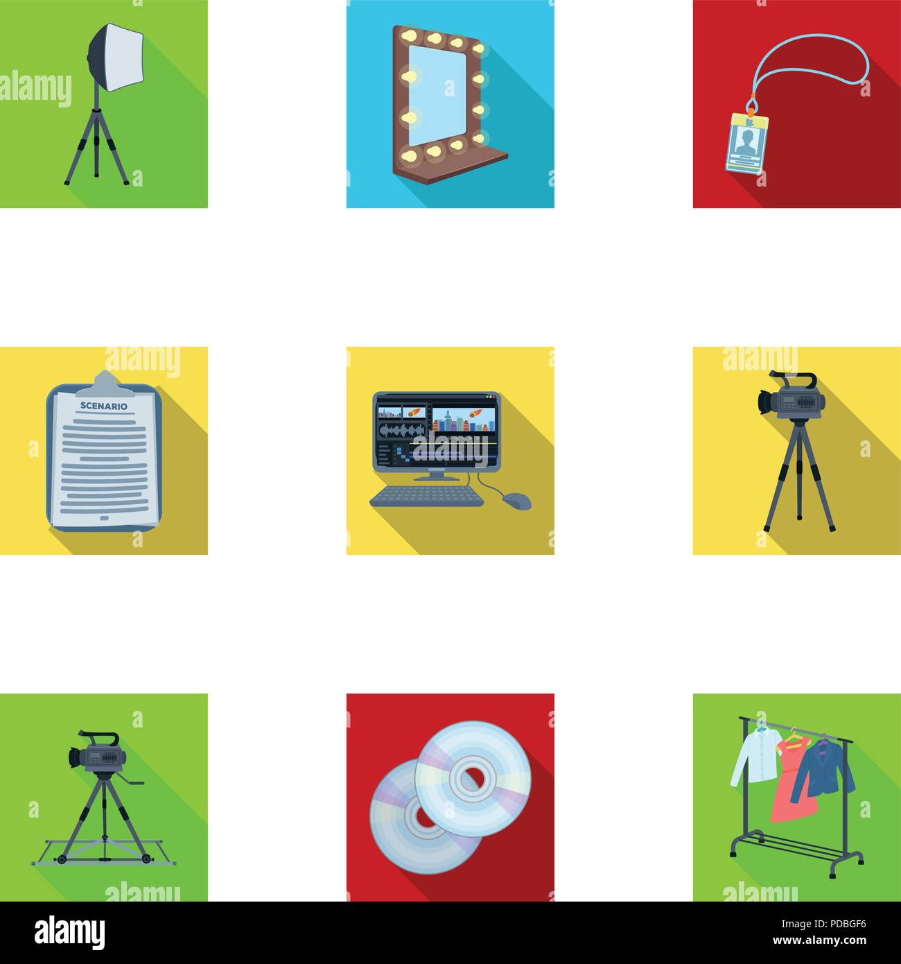 Ein Film Kamera Einen Flutlicht Ein Chromakey Und Andere Ausrustung Fur Das Kino Und Film Sammlung Icons Im Flachen Stil Vektor Symbol Lieferbar Illus Stock Vektorgrafik Alamy