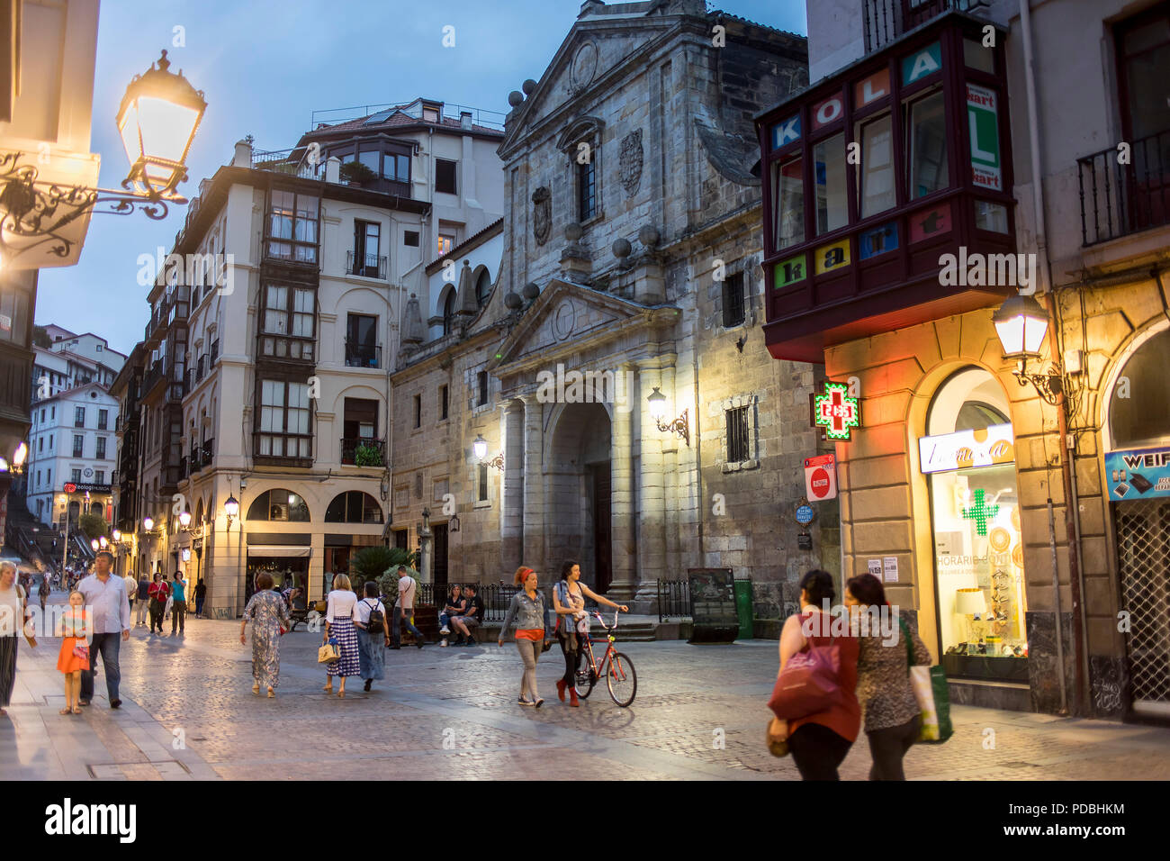 Architektur, traditionellen, klassischen, typischen, in Portal de Zamudio Straße, Altstadt (Casco Viejo), Bilbao, Spanien Stockfoto