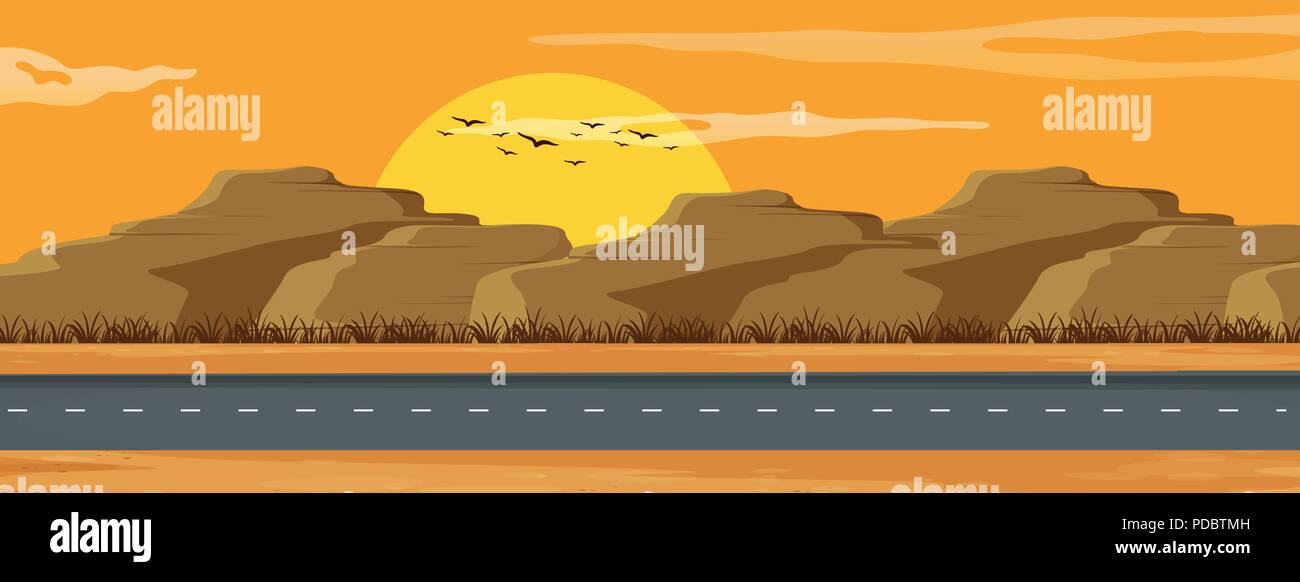 Ein Arizona road Landschaft illustration Stock Vektor