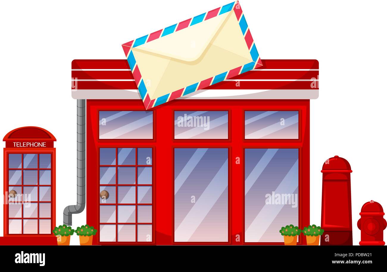 Post shop auf weißem Hintergrund Abbildung Stock Vektor