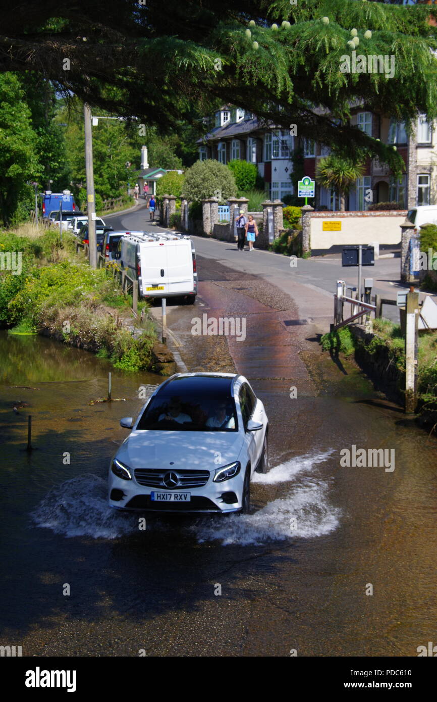 Auto Furt des Flusses Sid. East Devon, Großbritannien. August, 2018. Stockfoto