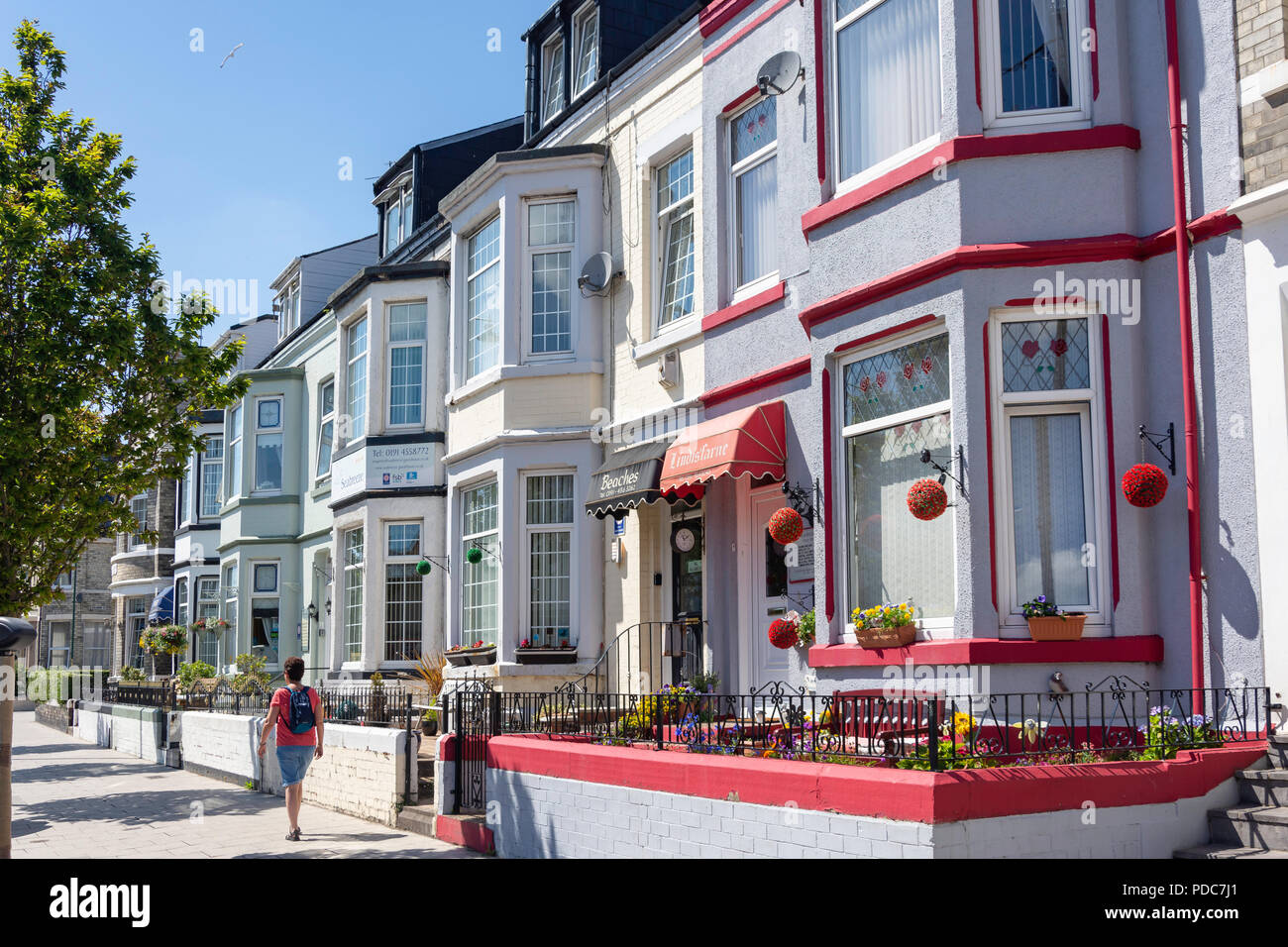 Pensionen am Ocean Road, South Shields, Tyne und Wear, England, Vereinigtes Königreich Stockfoto