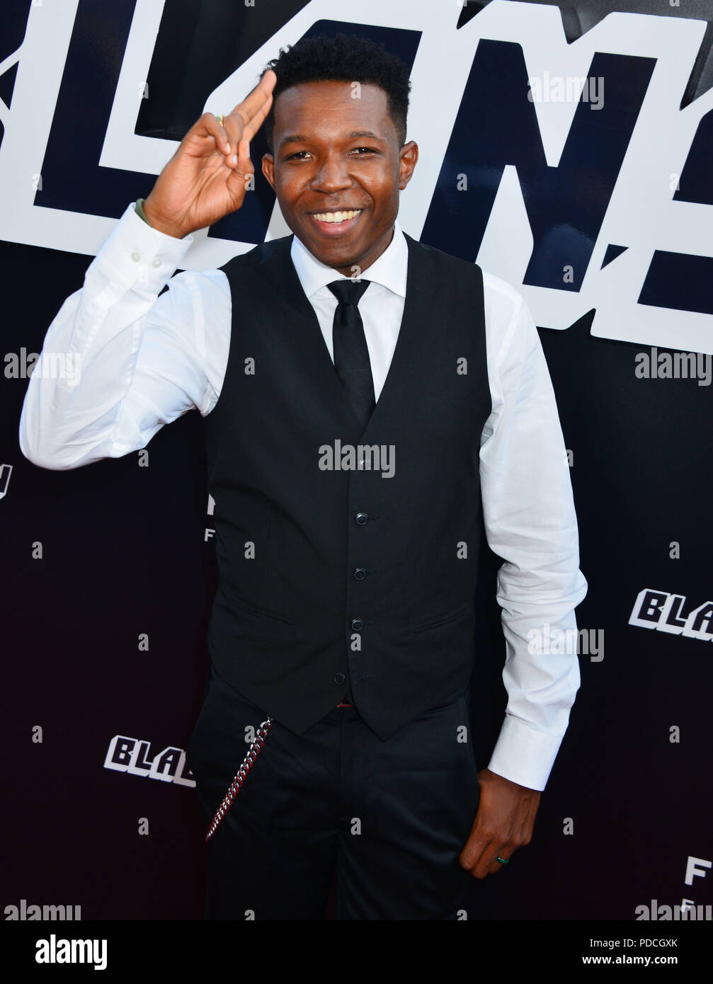 Denzel Whitaker 045 nimmt nach Partei für die Premiere von Focus Features ''BlaKkKlansman' an Samuel Goldwyn Theater am 8. August 2018 in Beverly Hills, Kalifornien. Stockfoto