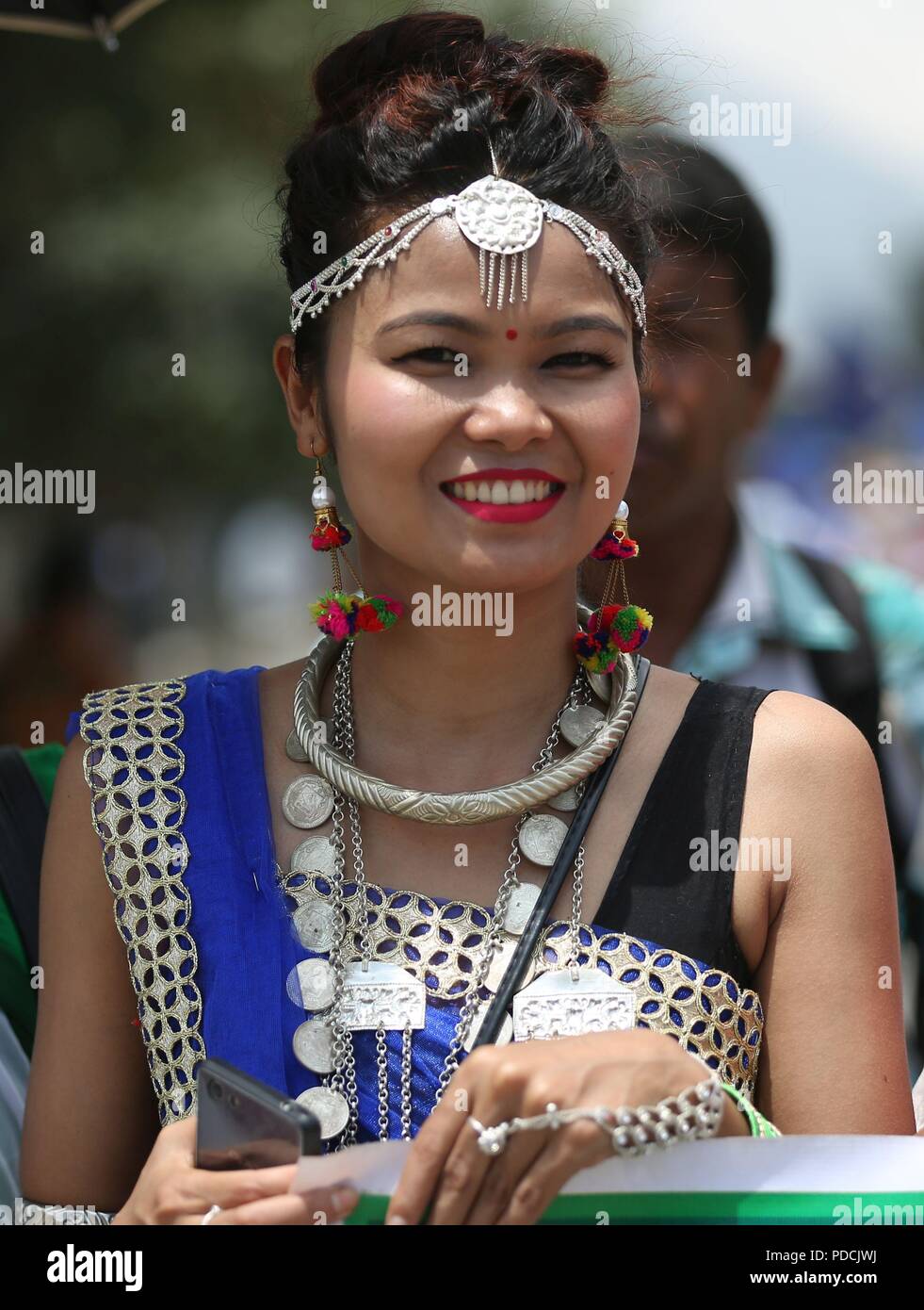 Kathmandu, Nepal. 9 Aug, 2018. Menschen zur Teilnahme an einer Feier des Internationalen Tages der indigenen Völker der Welt in Kathmandu, Nepal, am Aug 9, 2018. Credit: Sunil Sharma/Xinhua/Alamy leben Nachrichten Stockfoto
