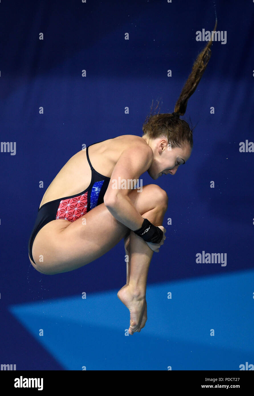 Großbritanniens Lois Toulson in der Frauen 10-m-Final am Tag sieben der 2018 europäischen Meisterschaften am Scotstoun Sport Campus, Glasgow. Stockfoto