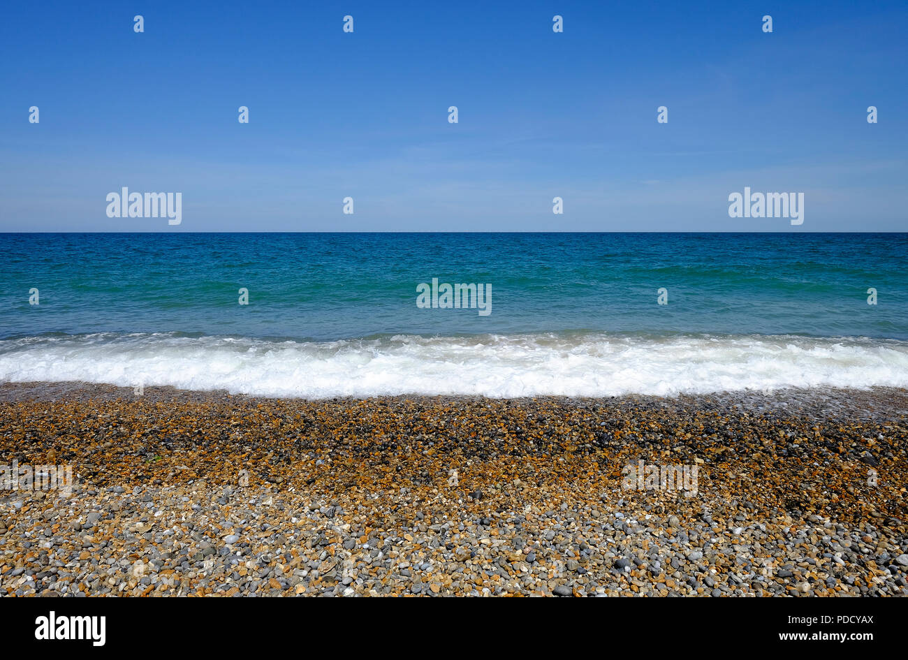 Kiesstrand an cley, North Norfolk, England Stockfoto