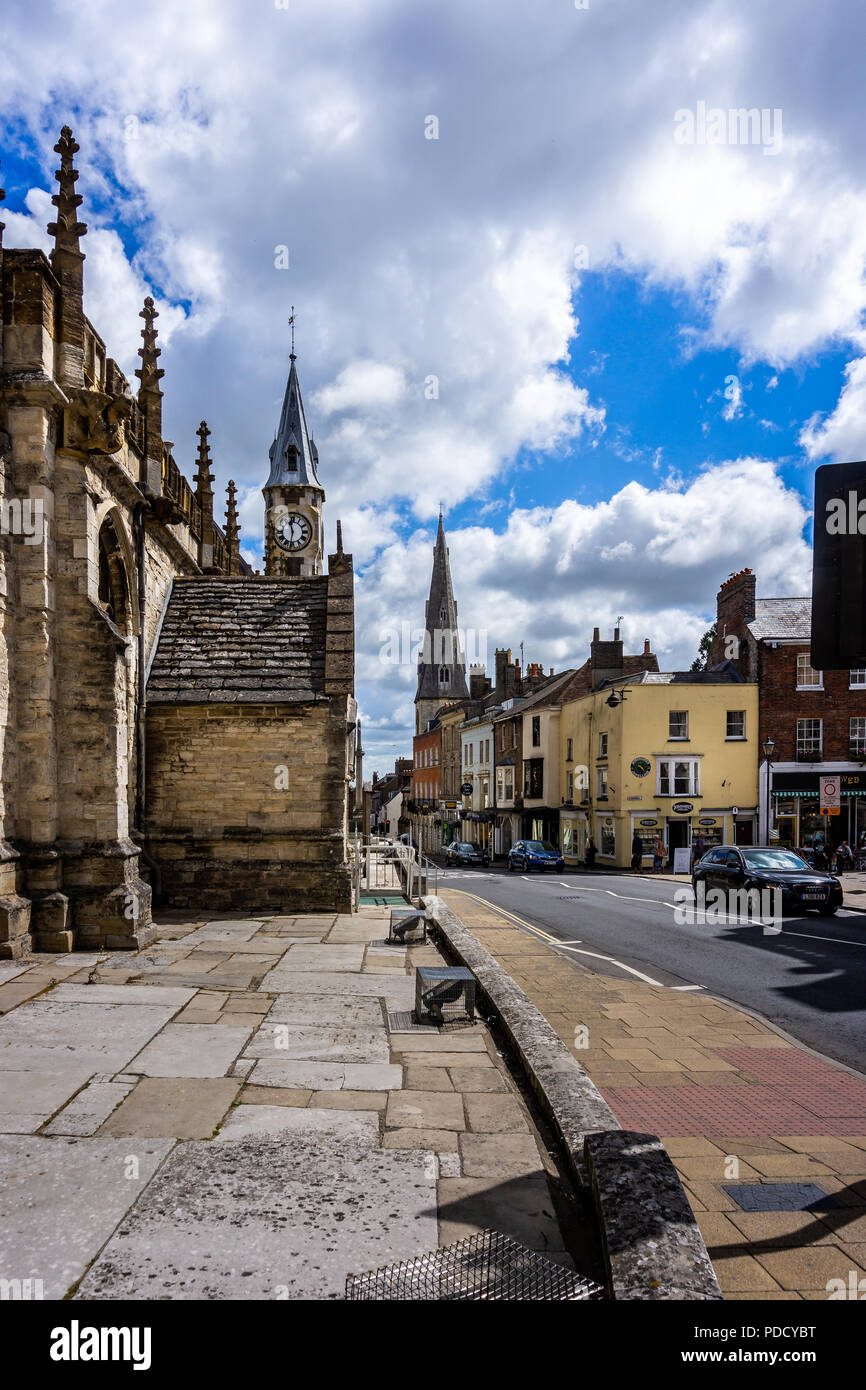 Auf der Suche nach High Street, Dorchester, Dorset, UK, Thomas Hardye's Casterbridge, am 8. August 2018 entnommen Stockfoto