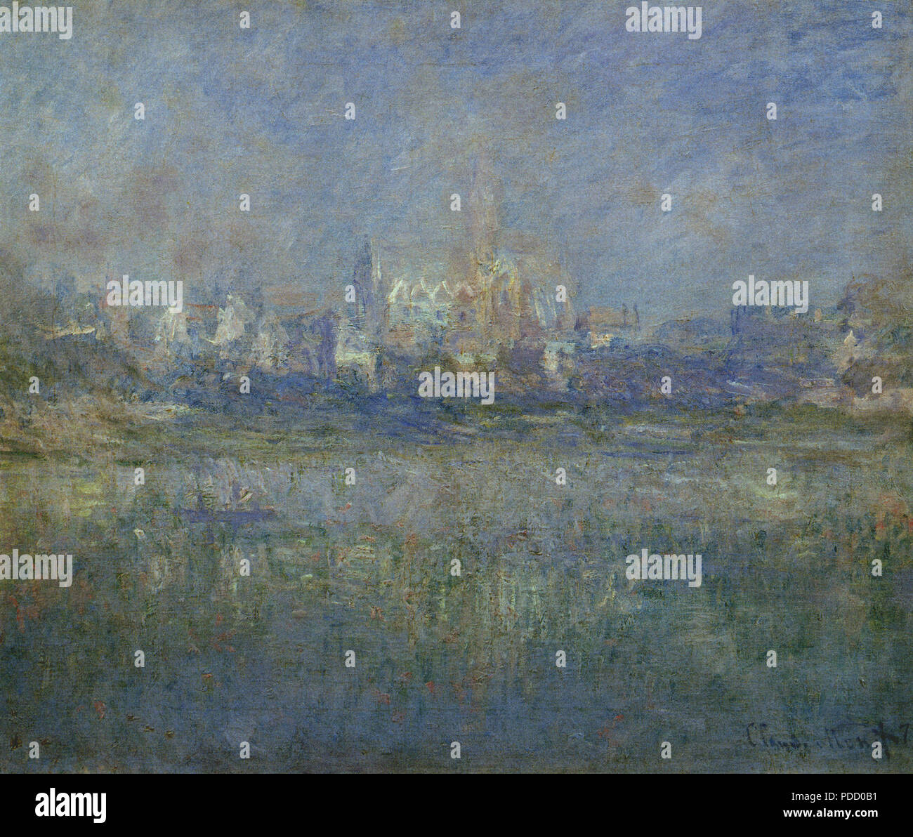 Vetheuil im Nebel, Monet, Claude, 1879. Stockfoto