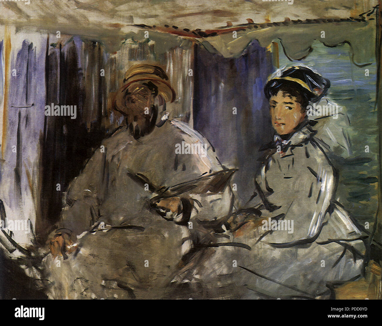 Monet Malerei in seinem Studio, Boot, Manet, Édouard, 1874. Stockfoto