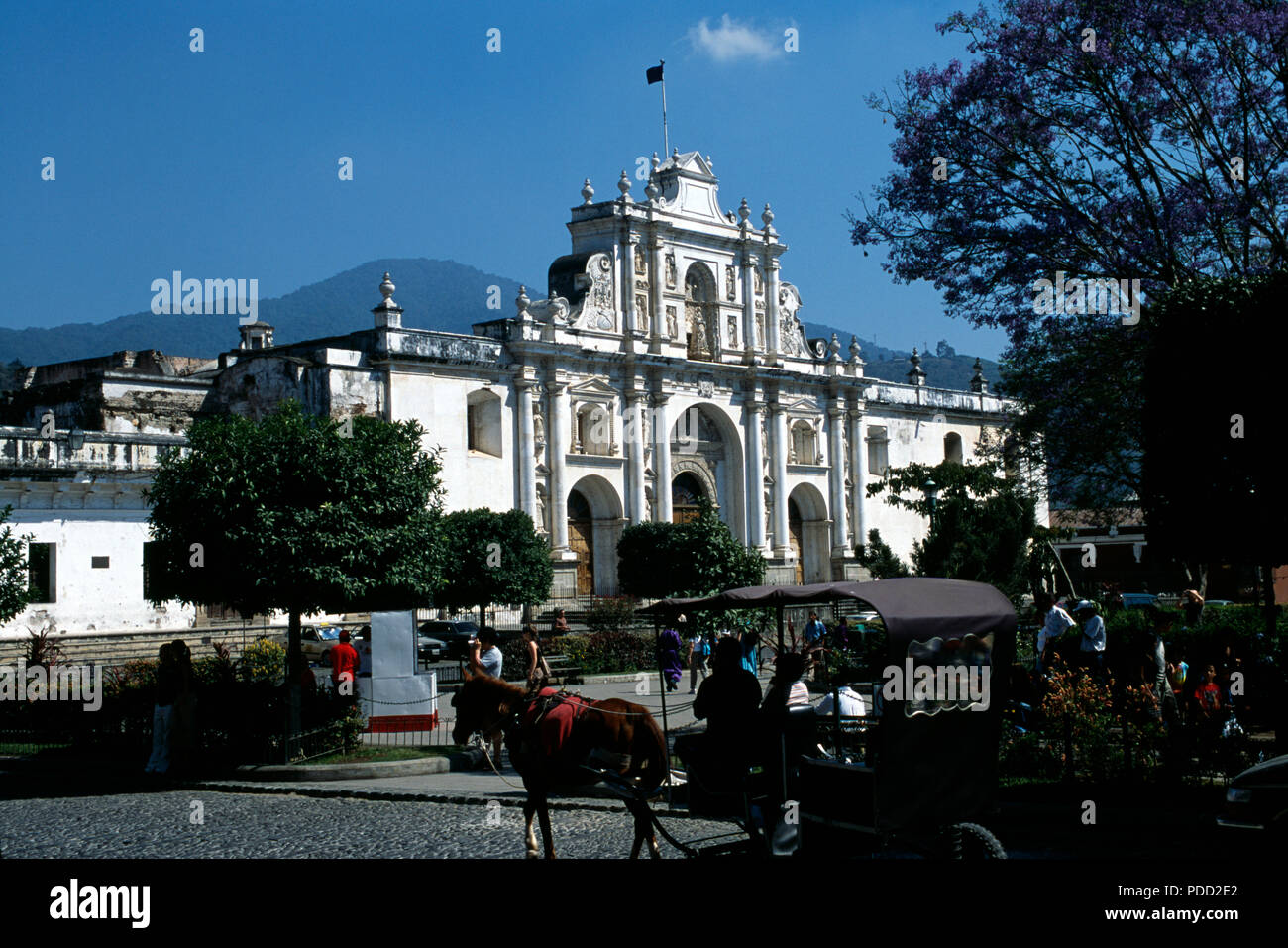 Blick auf Kathedrale von San Jose, Antigua, Guatemala Stockfoto