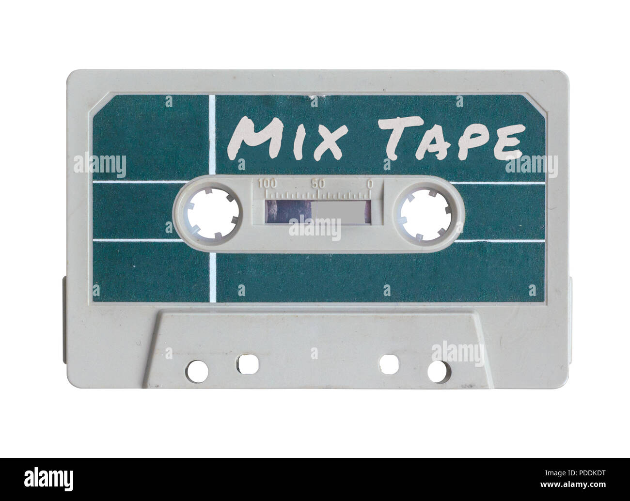 Isolierte Grungy Retro alten Kunststoff Kassette Mix Tape Stockfoto