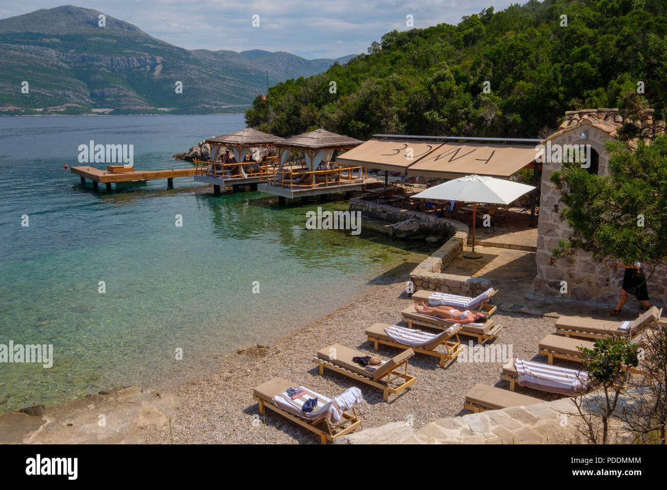 BOWA Restaurant auf der Insel Sipan, Elafiti Inseln, in der Nähe von Dubrovnik, Kroatien, Europa Stockfoto