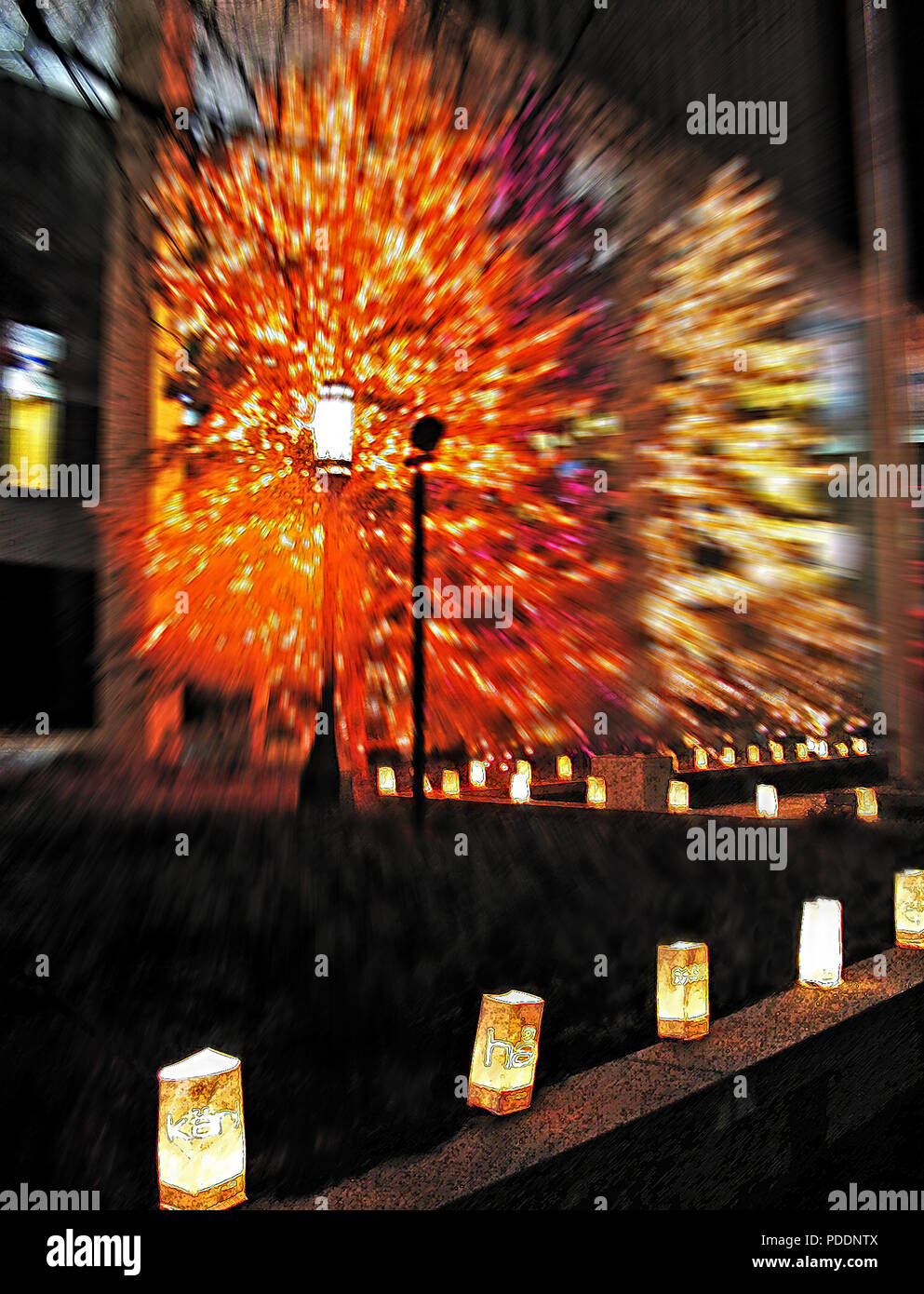 Auf der HLT-Kirche Büro in Salt Lake City, Utah, USA Weihnachten bringt festliche Beleuchtung der Saison zu feiern. Hier finden Sie traditionelle ligh Stockfoto