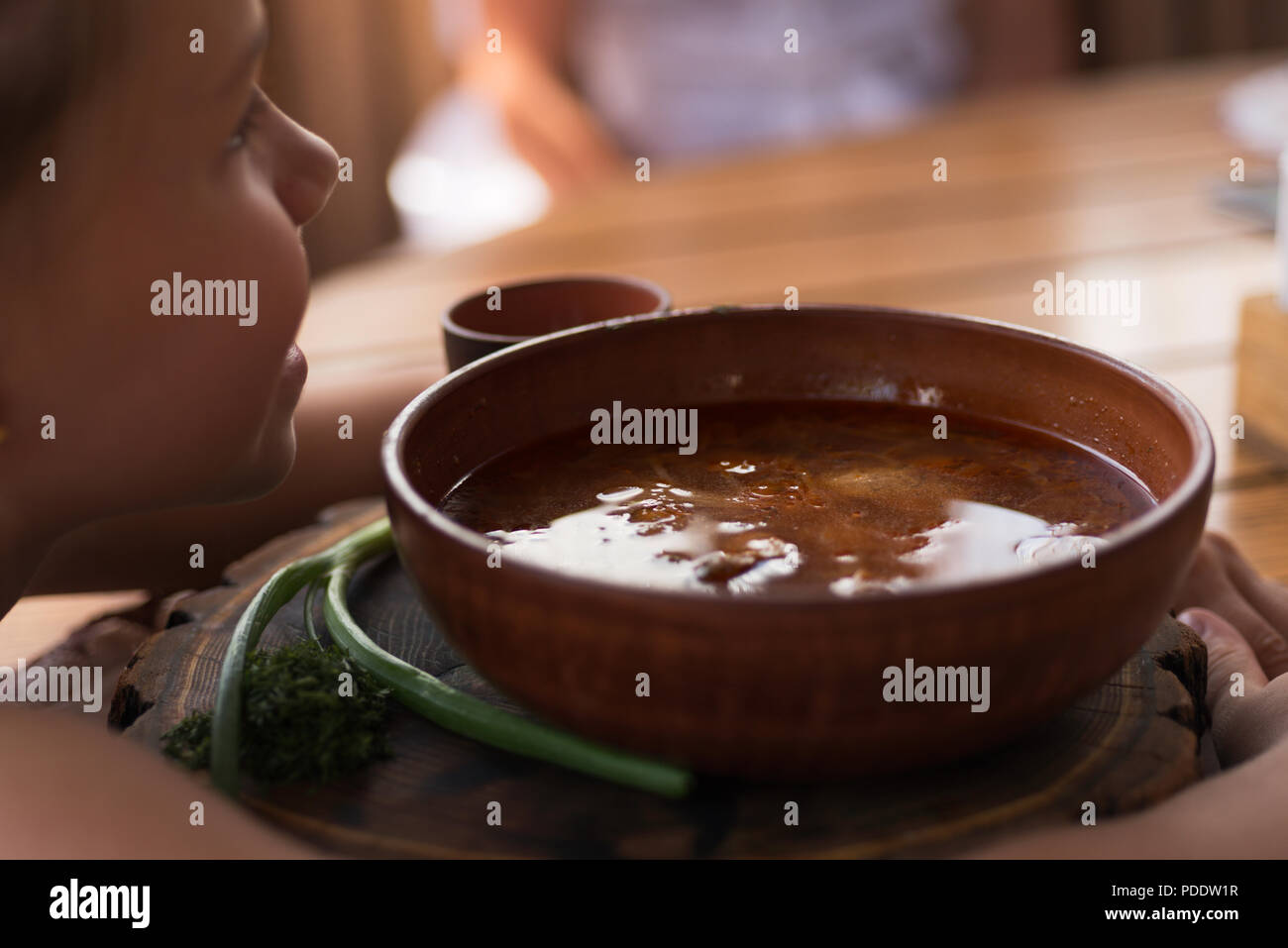 Borscht, eine typische Ukrainische Suppe Stockfoto