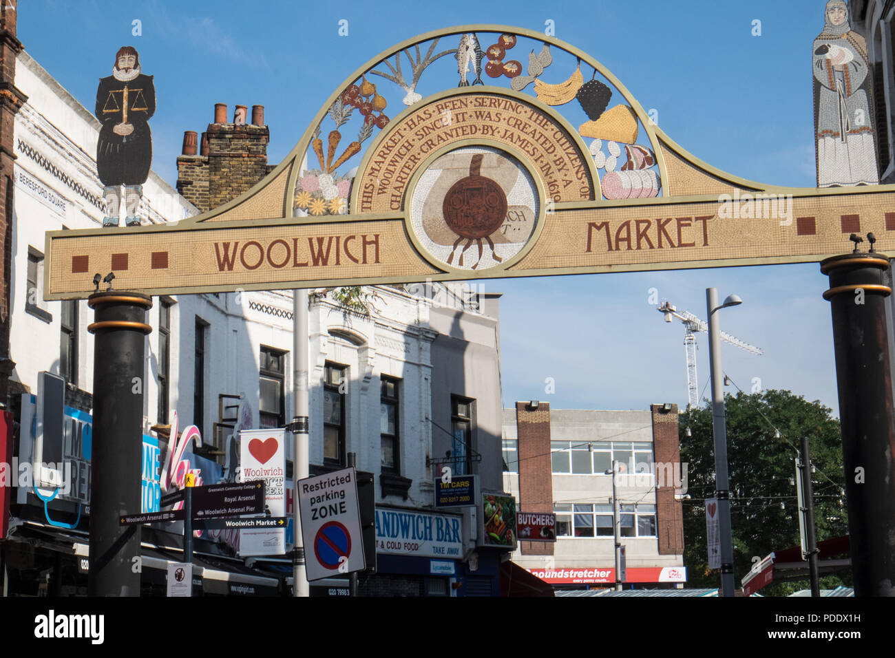 Markt, woolwich Woolwich Arsenal, London, England, Kapital, Großbritannien, Großbritannien, Europa, Europäischen, Stockfoto