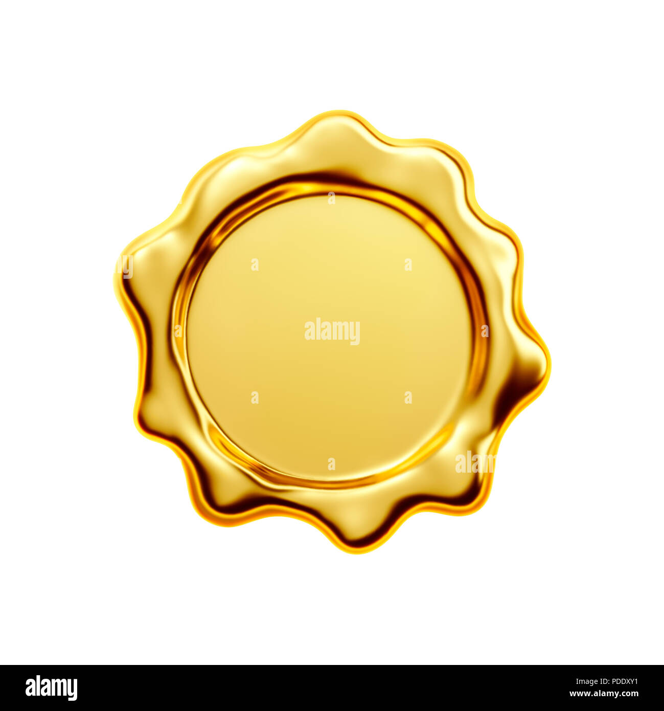 Gold Seal auf weißem Hintergrund, clipping path enthalten Stockfoto