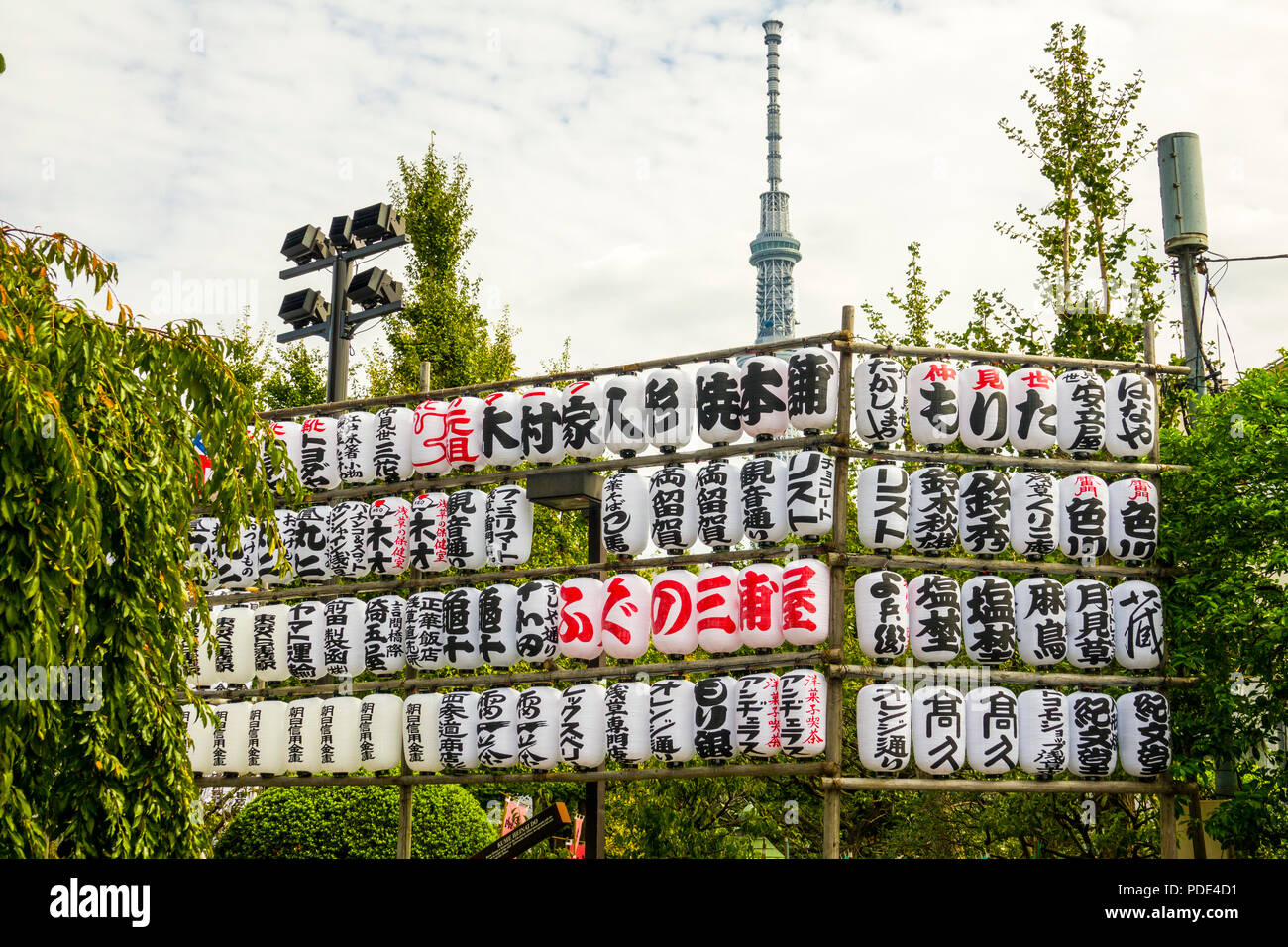 Japanische Zeichen außerhalb Buddhistischer Tempel Asakusa Tokyo Japan Asien Stockfoto
