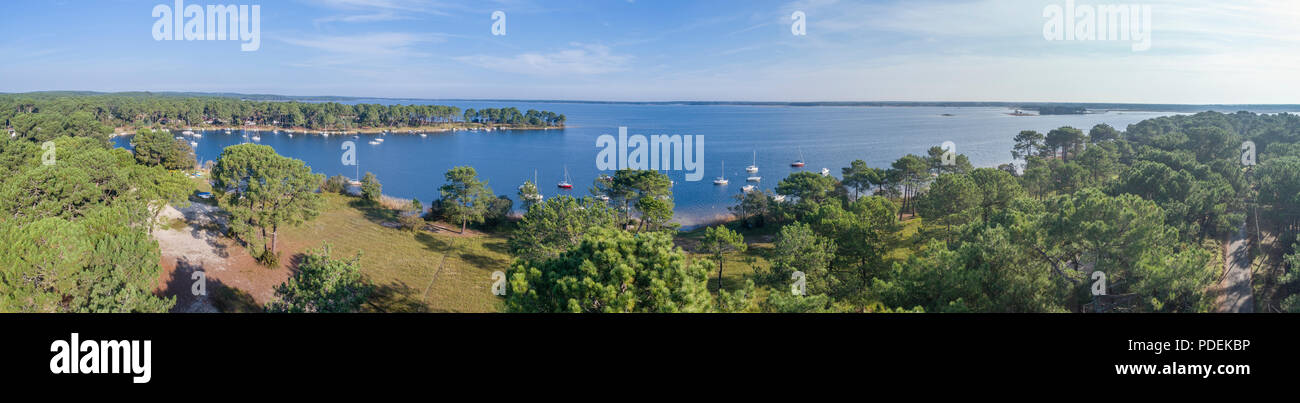 Frankreich, Gironde, Côte d'Argent, Lacanau, Lacanau See, Longarisse Bay (Luftbild) // Frankreich, Gironde (33), Côte d'Argent, Lac de Lacanau, Lacanau, b Stockfoto