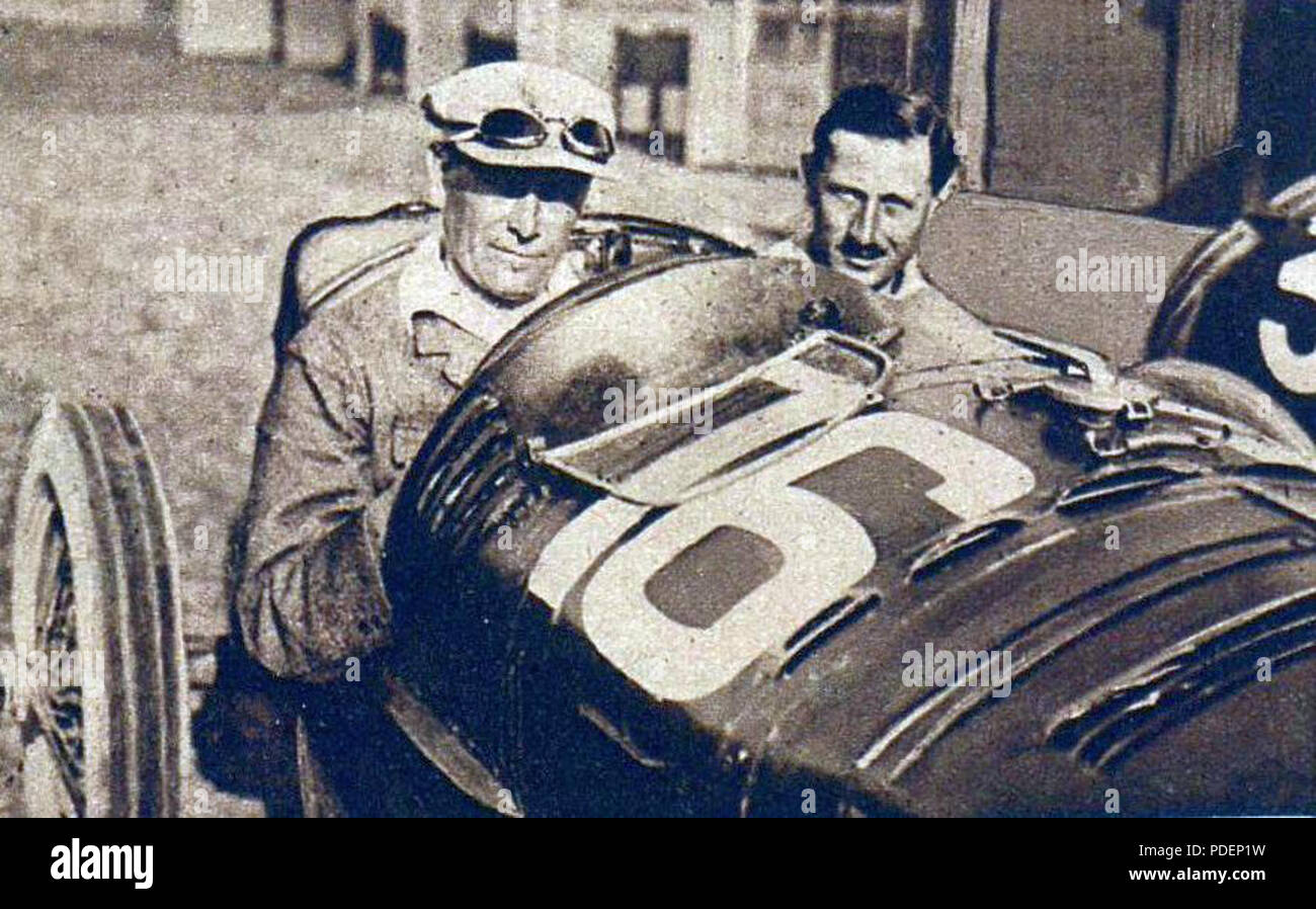 212 Louis Wagner, victorieux avec Robert Sénéchal du Premier Grand Prix d'Angleterre en 1926, sur Delage 155B Stockfoto