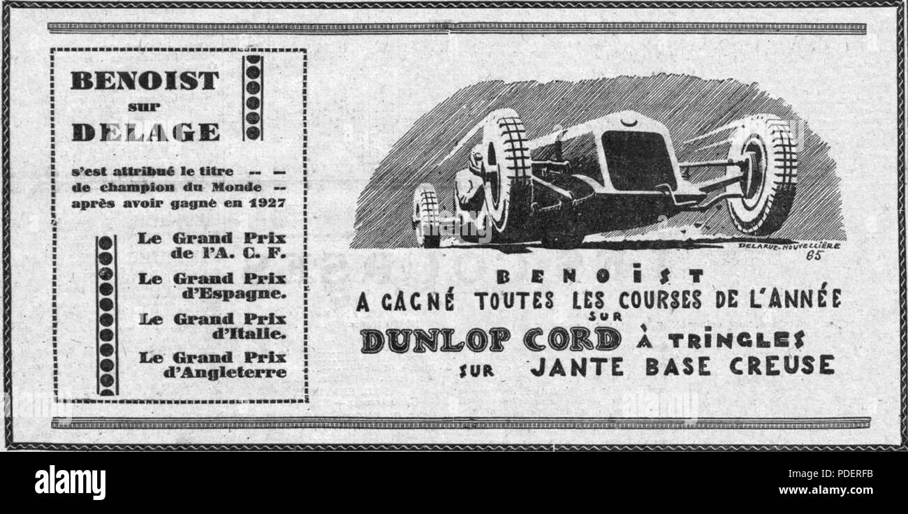 281 Robert Benoist et Delage en 1927 Stockfoto