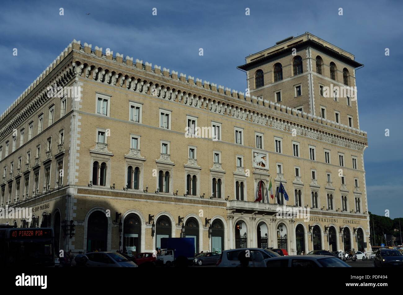 Außenansicht des Palazzo delle Assicurazioni Generali (Gebäude der Versicherungsgesellschaft) di Venezia (Venedig), Rom, Italien, Europa Stockfoto