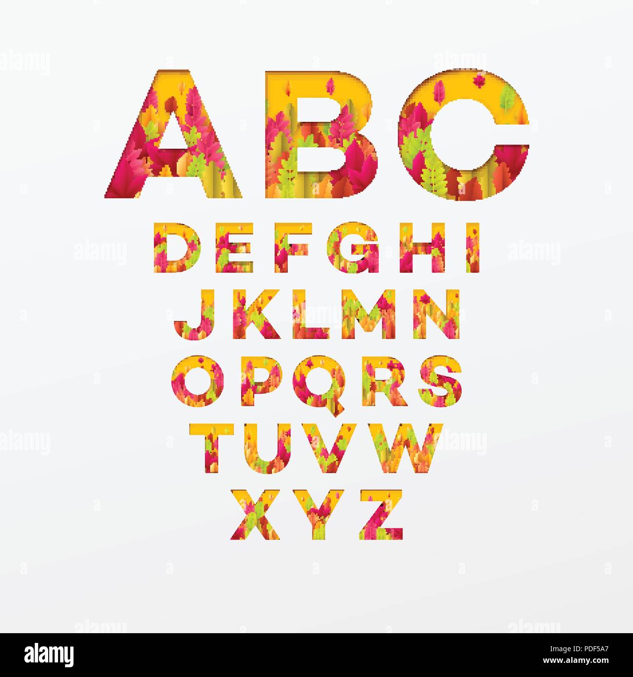 Vektor Alphabet Buchstaben ab Herbst Blätter gemacht. Vector Illustration Stock Vektor